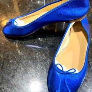 New Jcrew metallic French blue flats in Italian leather. Size 6